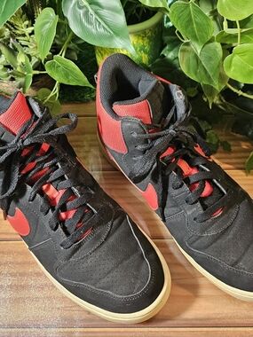 Nike Court Borough Mid Black and Red Mens Sneakers Size 12